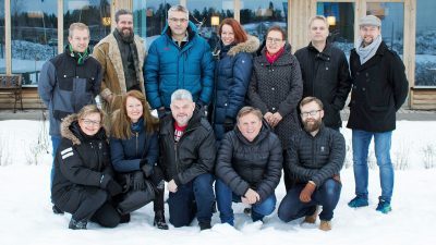 Naturnätverket har träffats tre gånger sedan hösten 2016 – i Sibbo (nära Helsingfors), Bergen och Umeå. Stående från vänster: Johan Erhag SVT, Roberth Moström SVT, Nils-Arne Sæbø NRK, Tiina Klemettilä Yle, Marja Paavilainen Yle, Tomas Lindh
