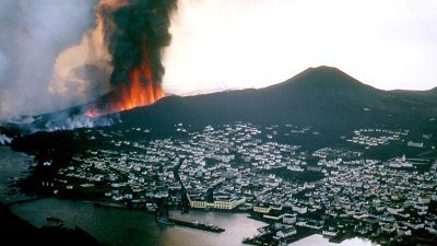 Vulkanutbrott på Island år 1973.