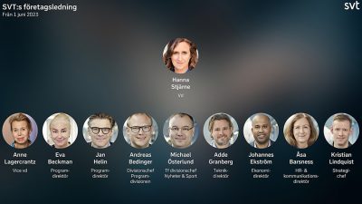 Organisasjonskart over SVT (sveriges television) sin nye organisering.